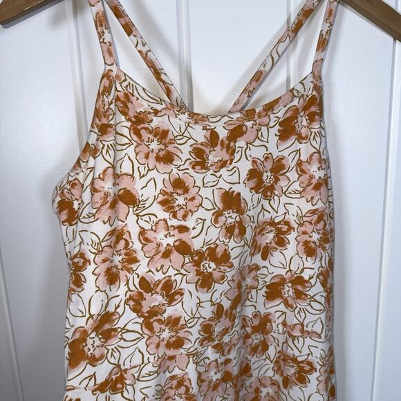 Pact Women's Fit & Flare Midi Dress Large Cream Orange Floral Organic Cotton NWT - Picture 2 of 15